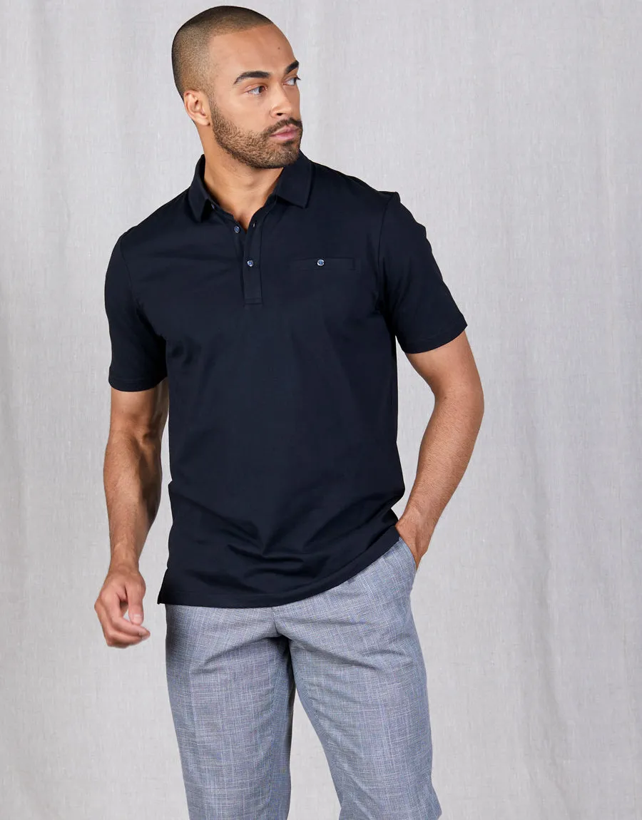 Portofino Black Short Sleeve Polo Shirt