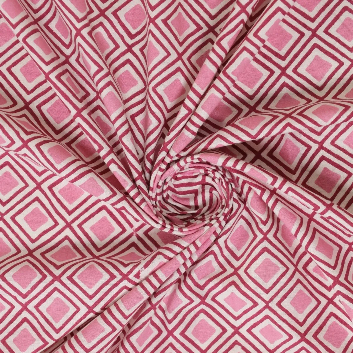 Pure Cotton Double Bedsheet Set With 2 Pillow Covers | Hand Printed In Pink & Beige | Handmade In India