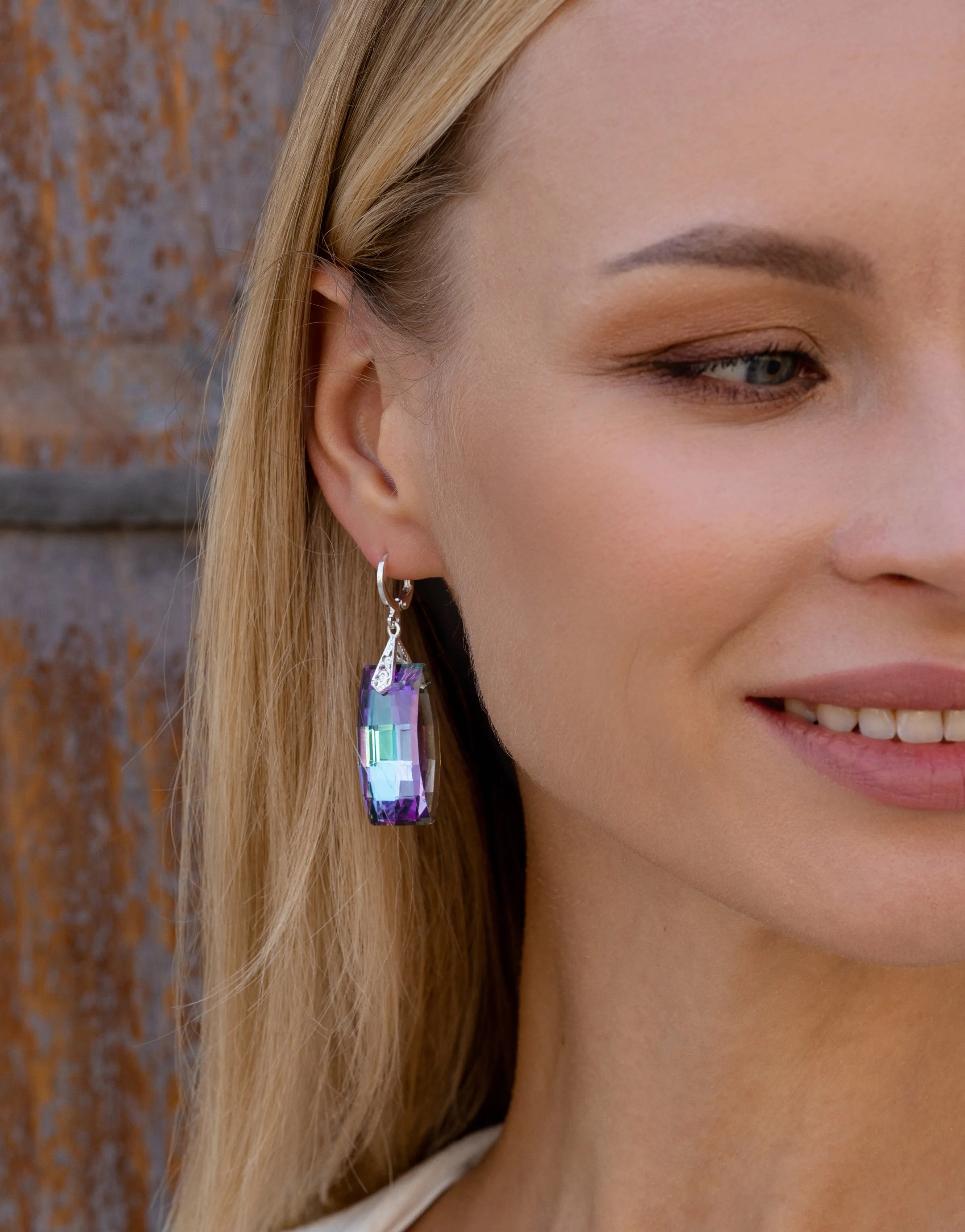 Purple & Blue Crystal Earrings