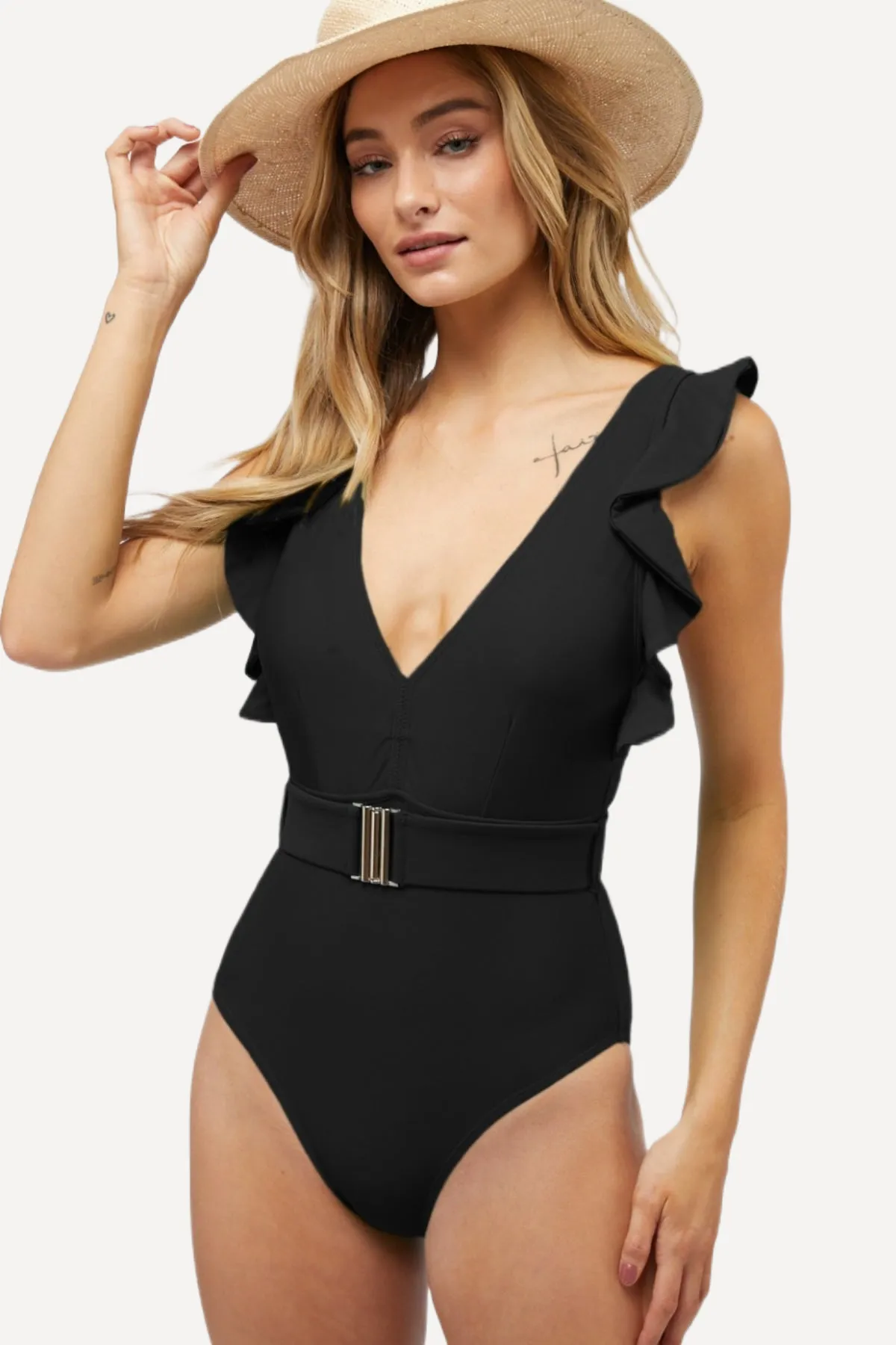 Ruffle Sleeve One Piece Swimsuit