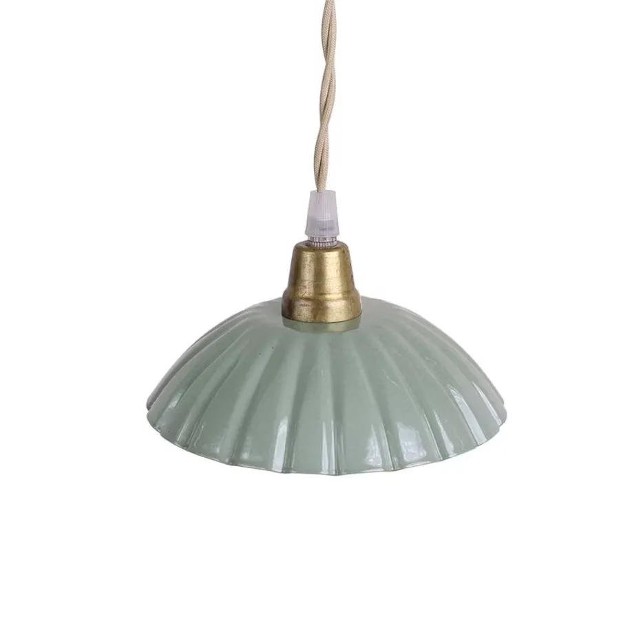 Sage Enamel Scallop Pendant Light - Small