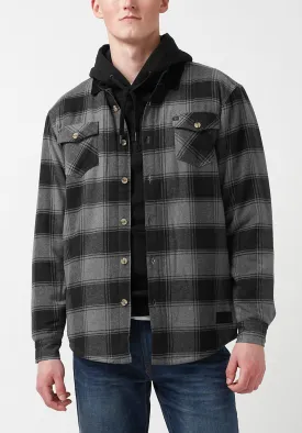 Seveno Men's Shacket in Grey Black Plaid - BPM13670B