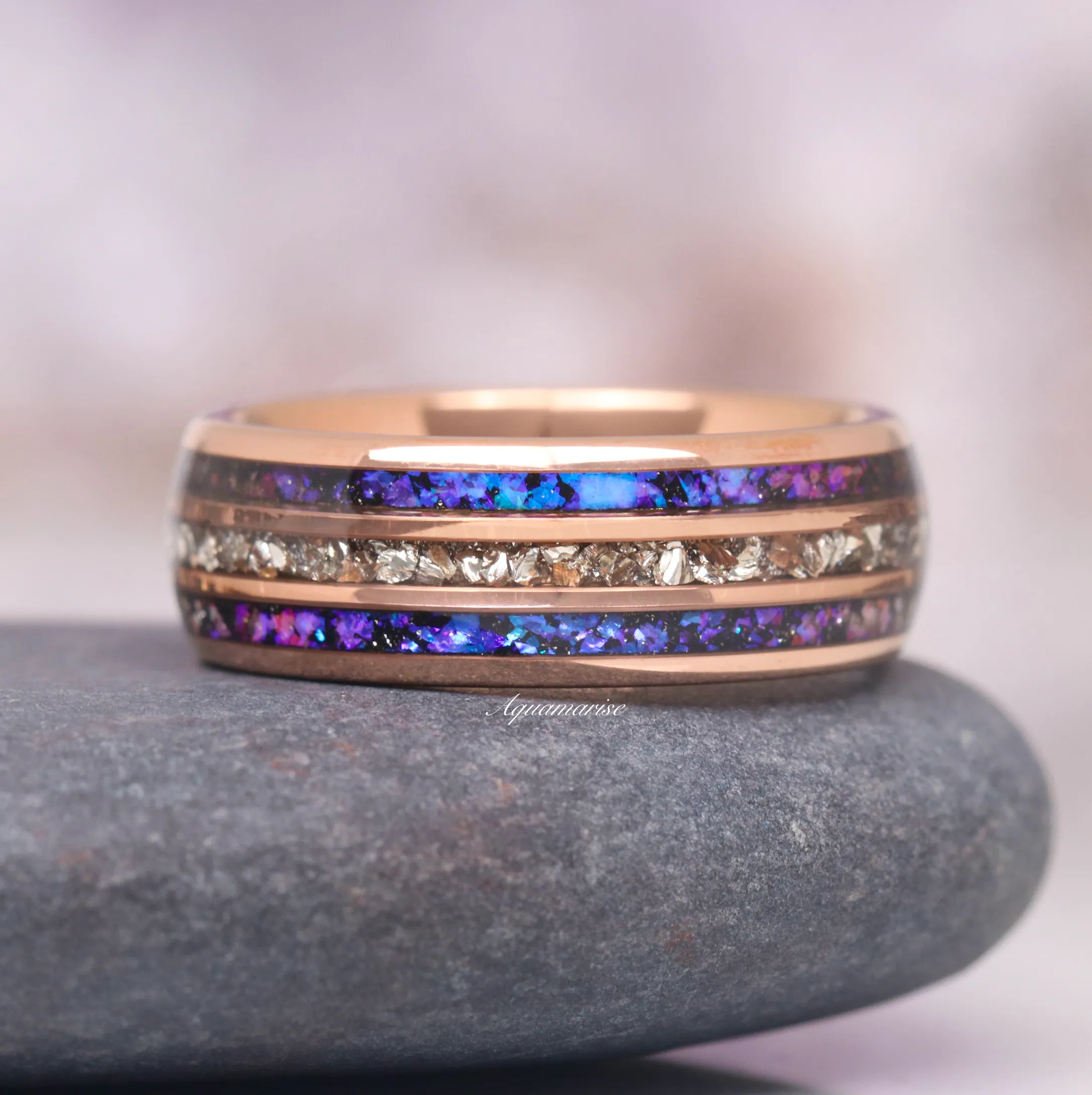 Skye Orion Nebula & Cornflower Sapphire Couples Ring