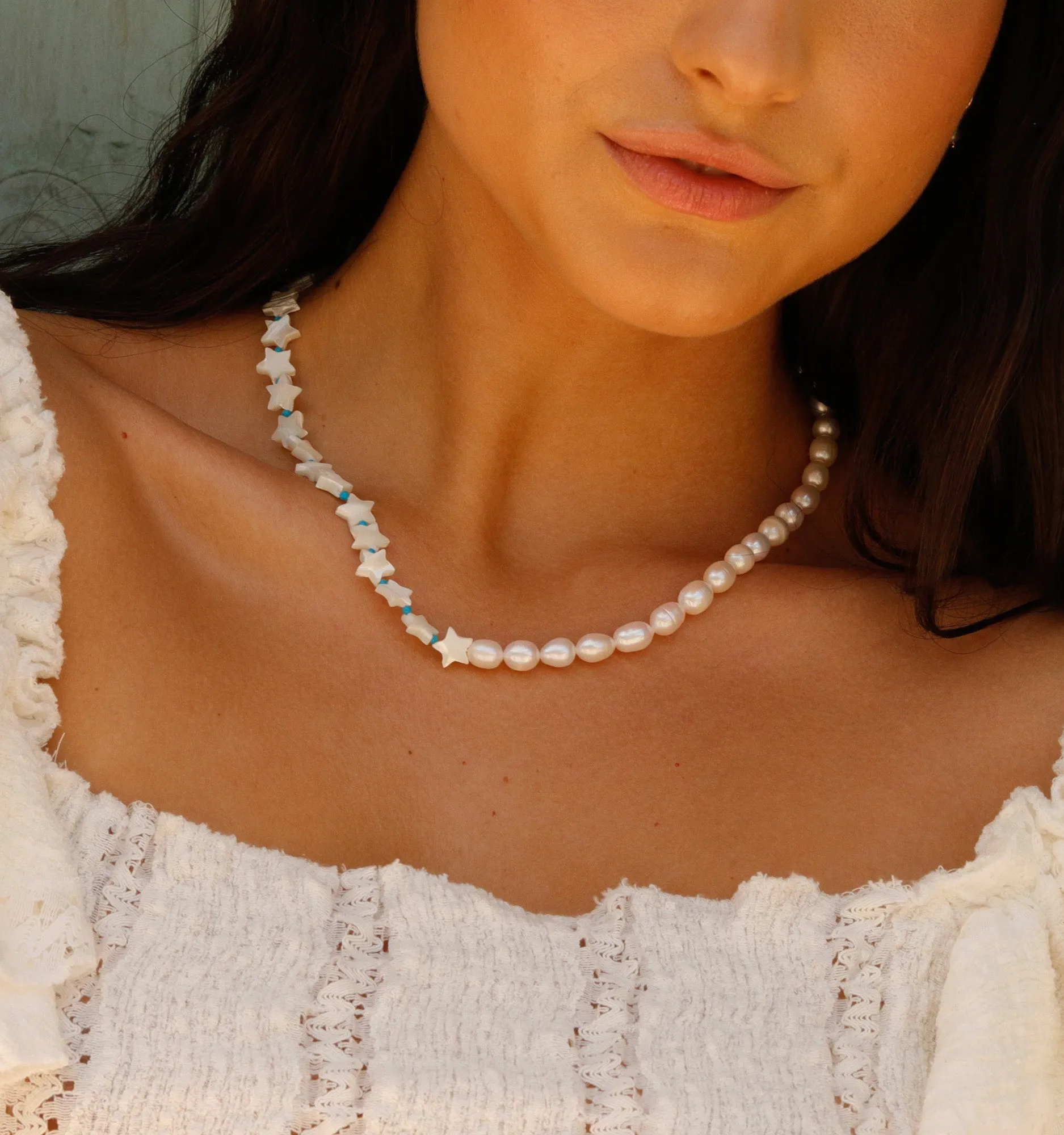 Stars Pearl Choker Necklace