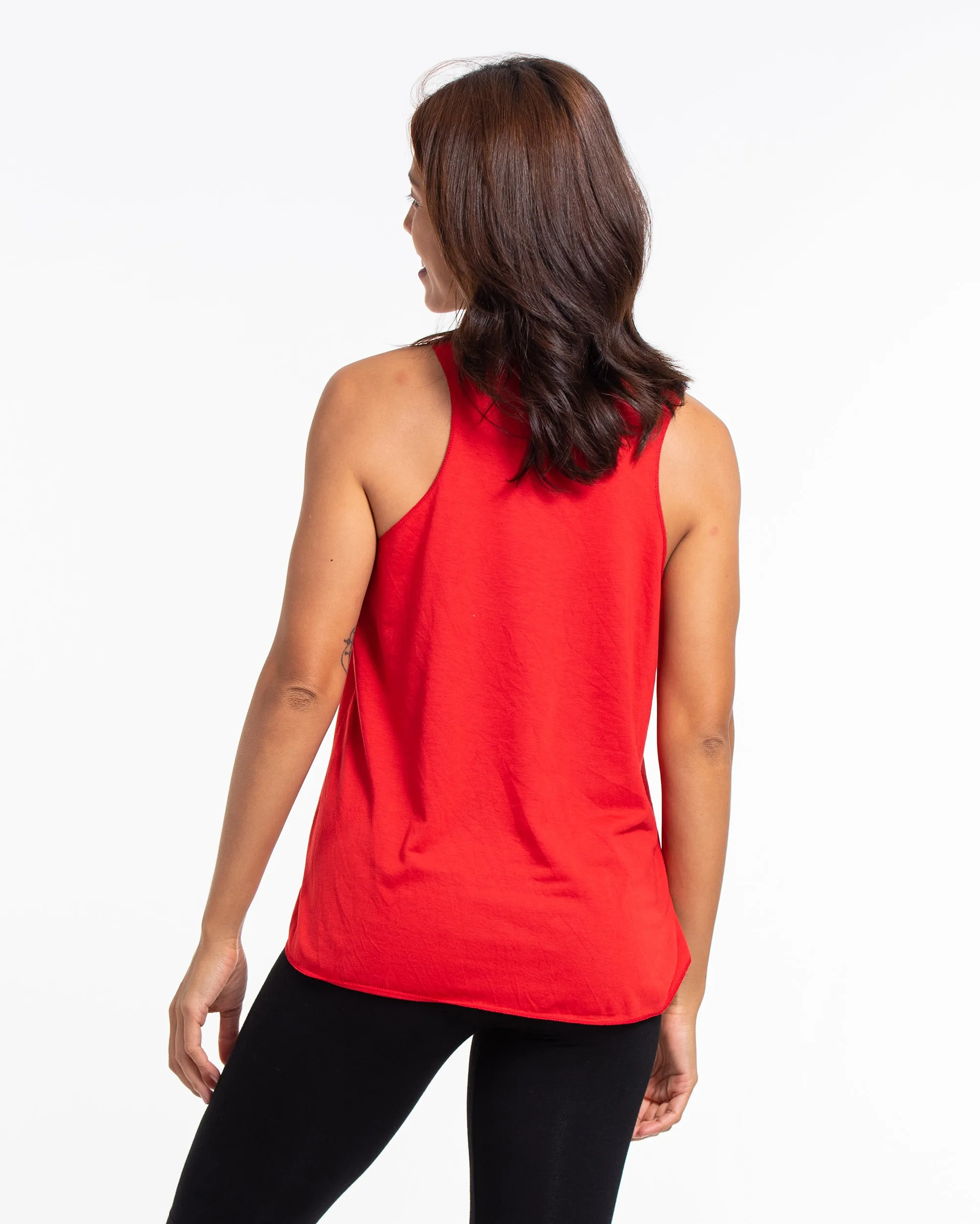 Super Soft Cotton Womens Tiger Tattoo Tank Top in Red