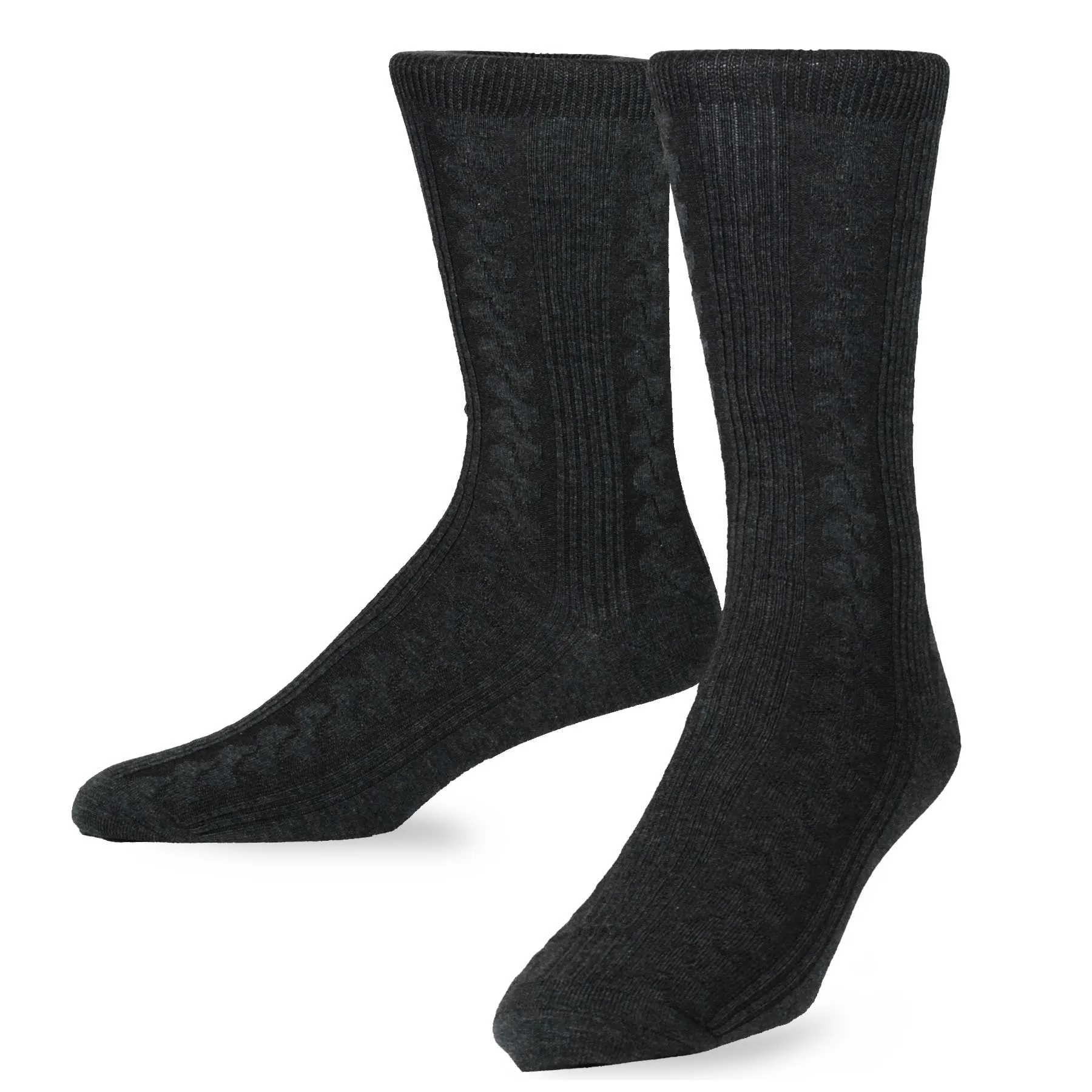 TeeHee Socks Men's Casual Cotton Crew Cable 3-Pack (50456)