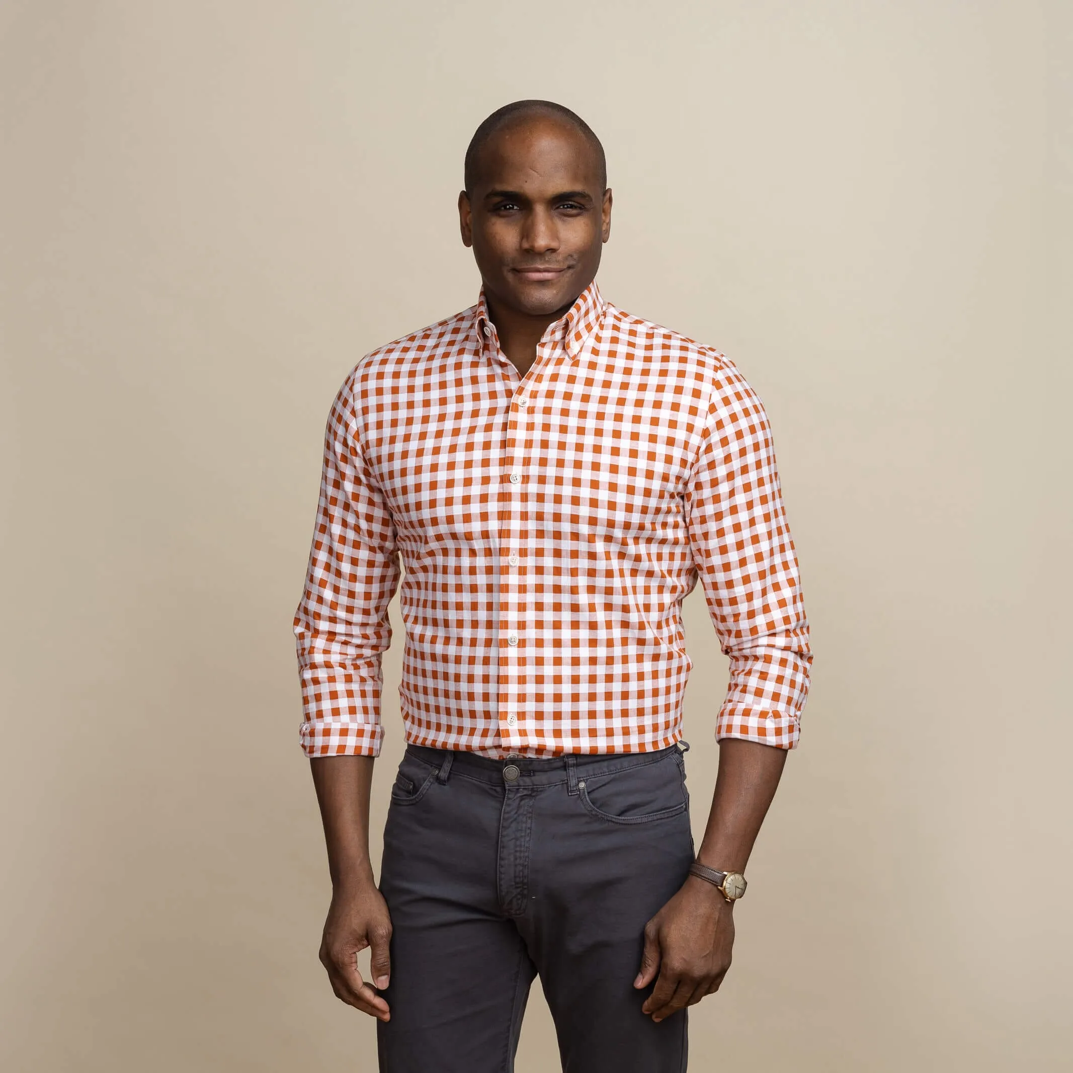 The Orange Coleman Cotton Linen Gingham Custom Shirt