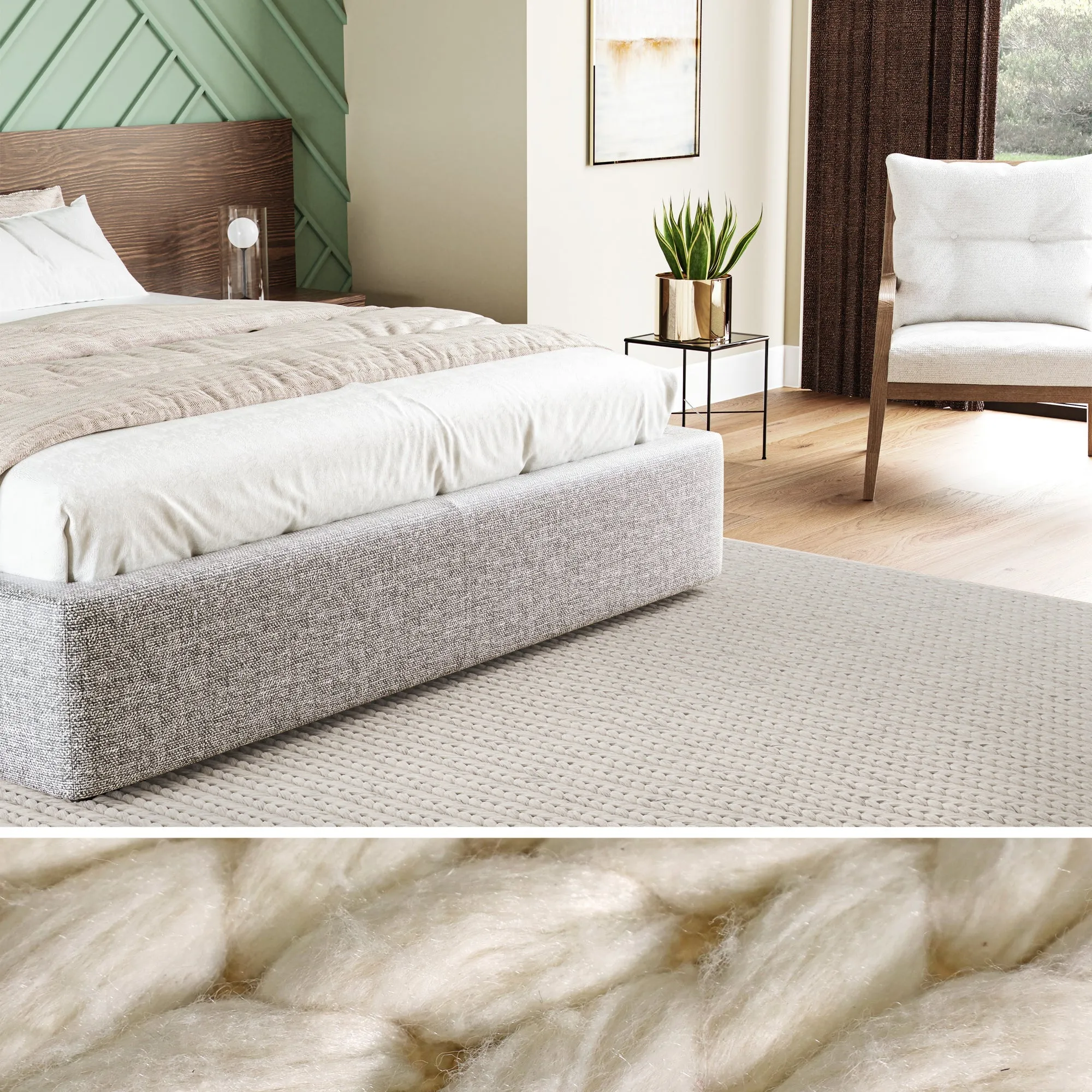 UER0102 Luxury Braided Natural and Synthetic Blend Plush-Pile Rug