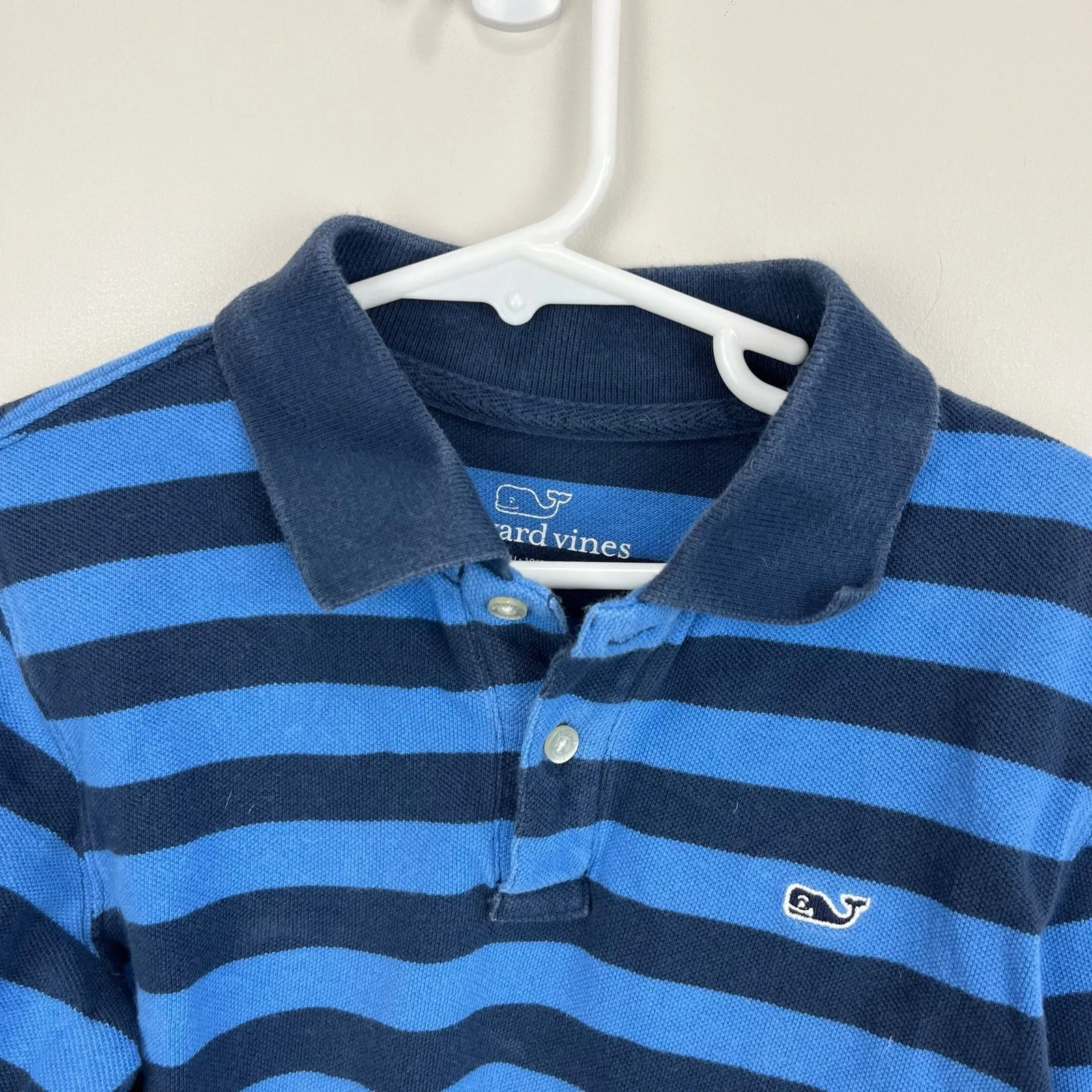 Vineyard Vines Navy and Blue Striped Long Sleeve Polo Shirt 7